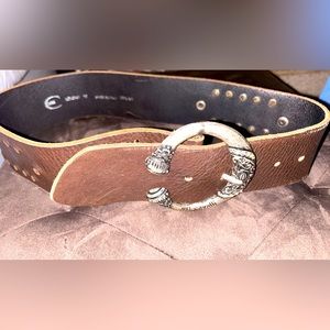 NEW ROBERTO CAVALLI JUST CAVALLI SHEEP LEATHER BELT SIZE 75